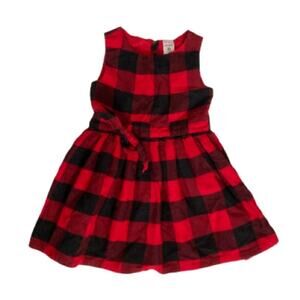 Carter’s Holiday Red Black Buffalo Plaid Tie Front Sleeveless Formal Dress